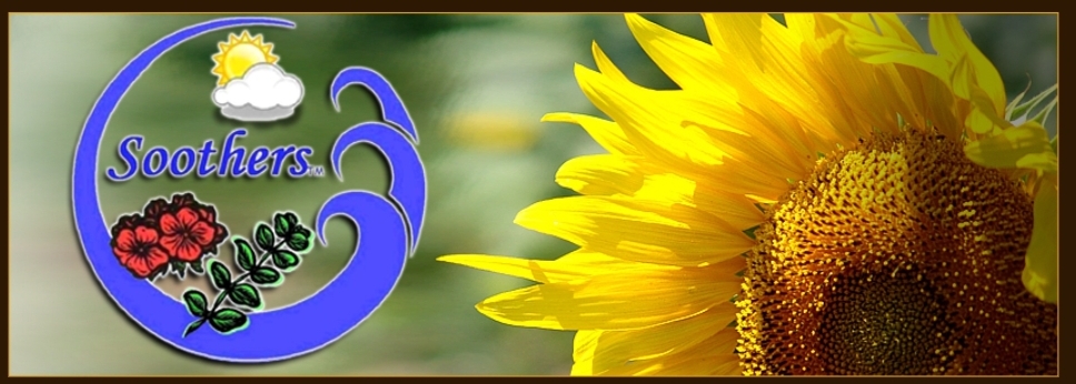 Soothers logo with background of a sunflower